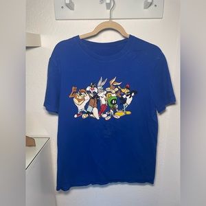 graphic t shirt blue space jam crew